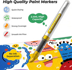 36 Colors Acrylic Paint Markers Brush Tip, Water-Based No-Bleed Paint Markers wi
