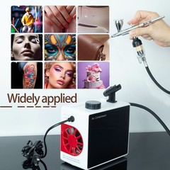 Desktop Air Compressor with 50PSI & Built-in Fan – Dual-Action Airbrush & Spray