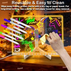 7-Color LED Drawing Board for Kids 11.8″x7.9″ Acrylic Dry Erase Memo Whiteboard