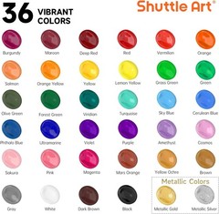 36 Colors Acrylic Paint Set with Brushes & Palette, Canvas Rocks Ceramic Wood