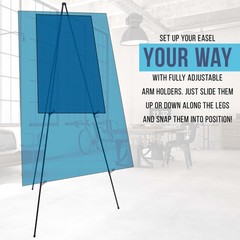63″ Steel Easy Folding Steel Display Easel, Adjustable Holders, Pack of 2