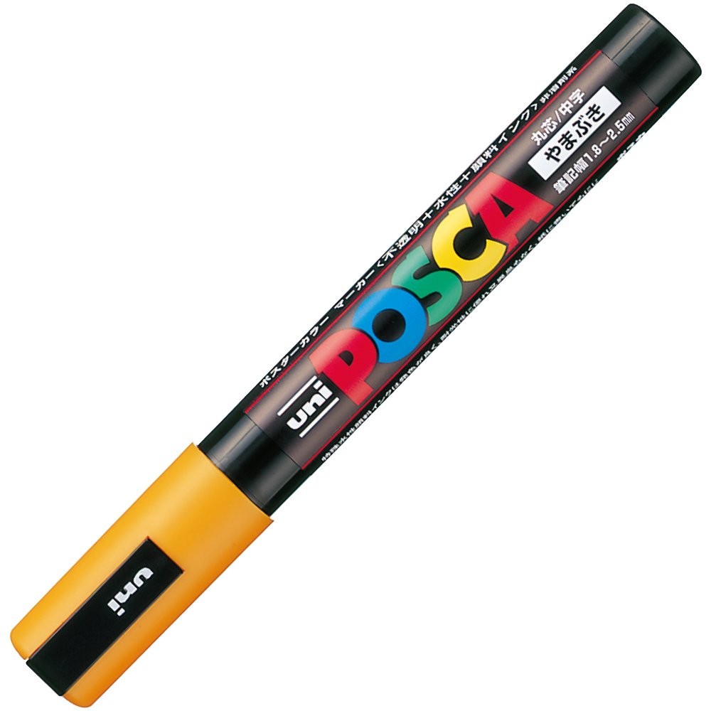 Mitsubishi Pencil Water-Based Sign Pen, Uni Posca, Medium Round Tip, Yamabuki PC