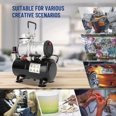 Airbrush Compressor, High-performance Single-Piston Oil-free Mini Compressor …