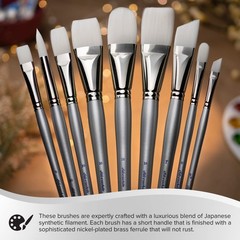 Size 10 Silver Brush 150310 Silverwhite Long Handle White Taklon Filbert
