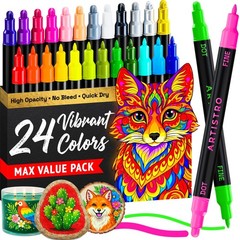 24 Precision Dual-Tip Acrylic Paint Markers – Paint Pens Set with Dot & Fine …