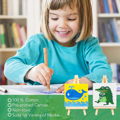10 Pack 5×5 Mini Stretched Canvas Primed Cotton Small Art Painting Pot
