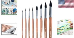 8-Piece Natural Goat Hair Round Watercolor Brush Set