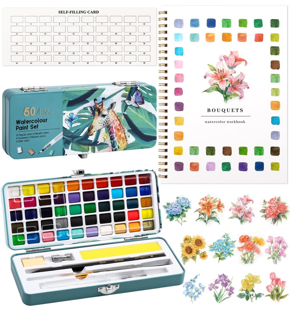 Workbook, Water Coloring Book, 12 Different Patterns of Original DIY Designs,…