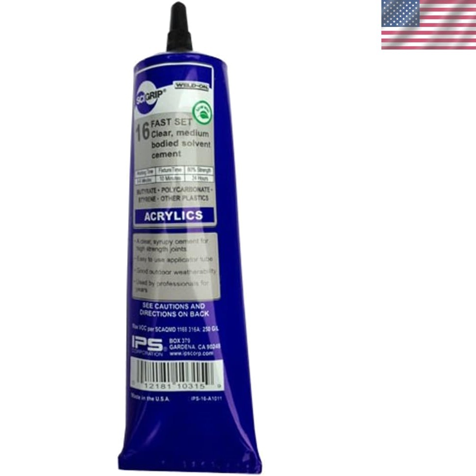 383 Acrylic Plastic Cement, Low-VOC, Medium Bodied and Fast-Setting, Clear, 5…