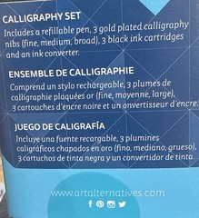 Art Alternatives Calligraphy Set Include Refillable Pen 3 Gold Plated nibs F/M/b