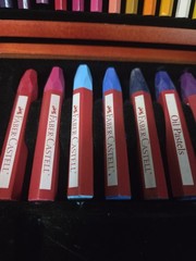 FABER-CASTELL COLORED PENCIL SET WITH MARKERS & OIL PASTELS IN WOOD BOX NO PAPER