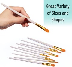 10 Pcs Acrylic Paint Brush Set, Round Pointed Tip, Artist Nylon Hair Brushes