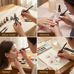 11-Piece Detail Paint Brushes Set, Triangular Grip Fine Tip Brushes, Small Paint