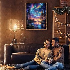 Aurora Paint by Numbers Kit for Adults with Framed,Starry Sky Landscape Paint