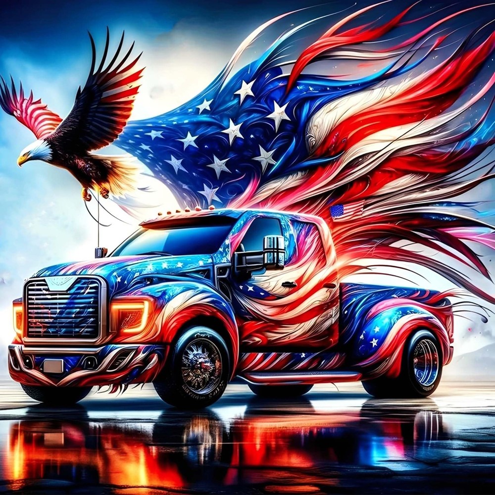 US Flag Independence Day Eagles Diamond Art Kits for Adults, US 4th of July Diam