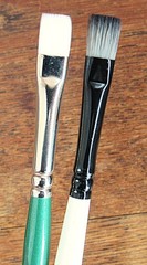 acrylics brushes qty 2: Winsor & Newton bright/short flat 8 / Princeton Bright 4