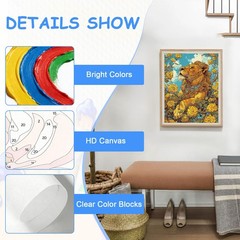 Lion Paint by Numbers Kit for Adults Beginners Acrylic Canvas Art Set