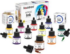 Acrylic Drawing Ink – 10 X 1.18 Fl Oz (35 Ml) Bottles with Ink Dropper | Suitabl