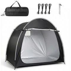 6.8×4.9FT Black Arc Bicycle Storage Shed, 210D PU Silver Coated Oxford, Black–