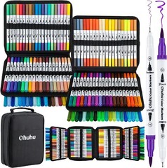 Ohuhu Art Marker Pen Brush Tip Water-based Extra Fine Case (160 colors)