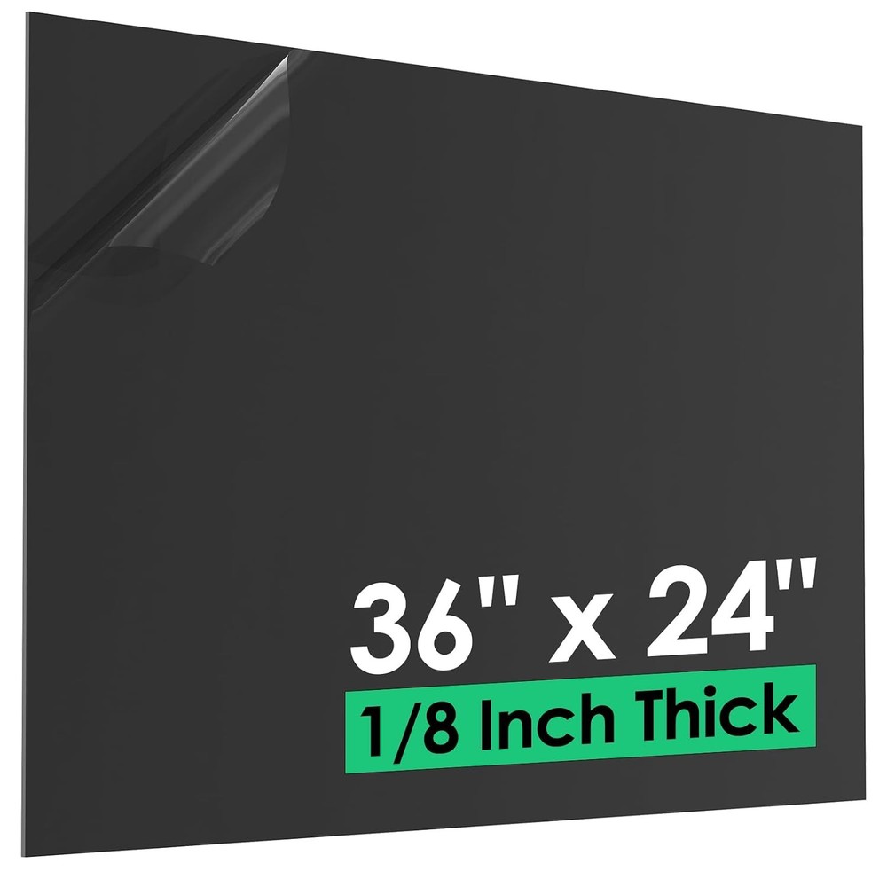 ABS Plastic Sheet 1/8″ x 36″ x 24″ Black Rigid Thermoplastic Board DIY Crafting