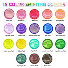 Iridescent Acrylic Paint, Set of 18 Chameleon Colors, 2 oz/60ml Bottles, Colo…