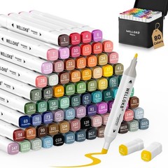 WELLOKB Alcohol Markers Set 80 Colors Dual Tip Brush Fine