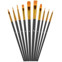 Paint Brush Set, 10 Pcs 5 / 8 8 6 4 5 3 2 2 1 2 / 0, Black,nickel