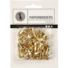 Paper Binders, L: 20 mm, gold, 70pcs