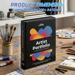 9×12 Foldable Art Portfolio Storage with Elastic Bands, Student Artwork Keeps…
