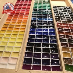 Watercolor Half Pans with Magnetic Stripe – 48Pcs White Plastic Empty Artist Pai