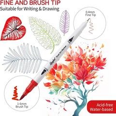 Dual Tip Brush Marker Pens for Adult Coloring Book Journaling Art Supplies