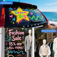 Window Chalk Markers for Cars, Liquid Chalk Marker Pens for Glass, Wet Erase Mar