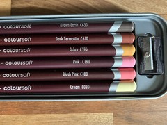 Derwent Professional Coloursoft Portrait Pencils Set of 6 Metal Tin Sharpener