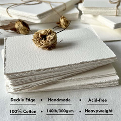 Deckle Edge Watercolor Paper 100% Cotton 140 LB 300 GSM 4×6” 30 Sheets M…