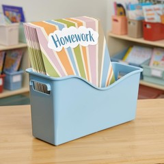 Easy Carry Storage Bins – Set of 6 Boho Colors – Durable Plastic File Folder …
