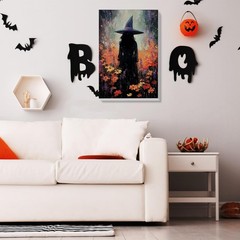Framed Witch Halloween Painting By Numbers Kit Cross Stitch Wall Art Decor