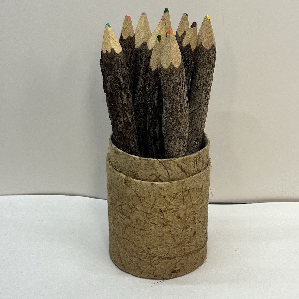 colored pencil set made from real natural twig tree bark crafts rustic