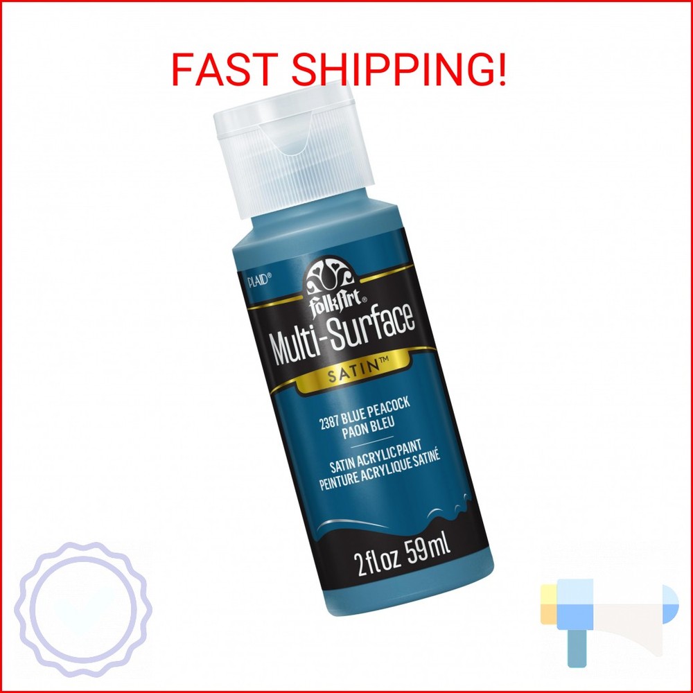 FolkArt Multi Surface Acrylic Paint, 2 oz, Blue Peacock 2 Fl Oz