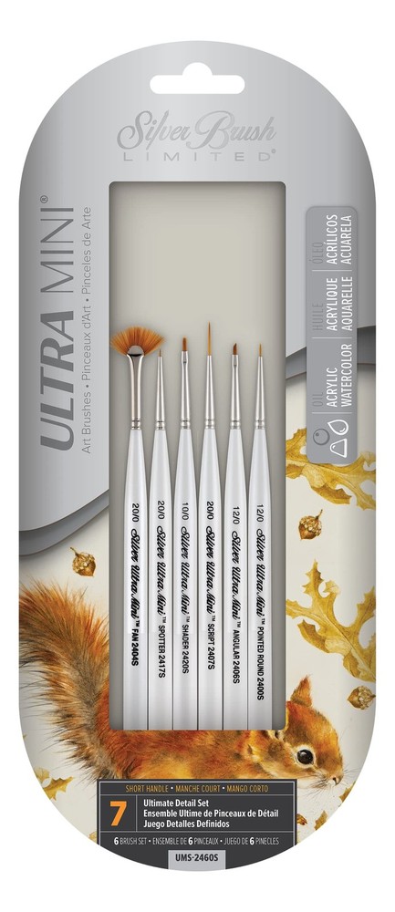 Silver Brush UMS-2460S Ultra Mini Basic Miniature Detail Short Handle Brush S…