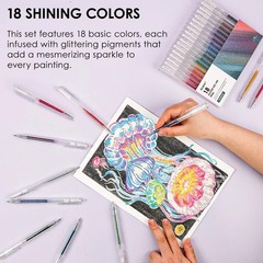 Grabie Glitter Gel Pens 18 Colors Retractable Sparkle for Coloring