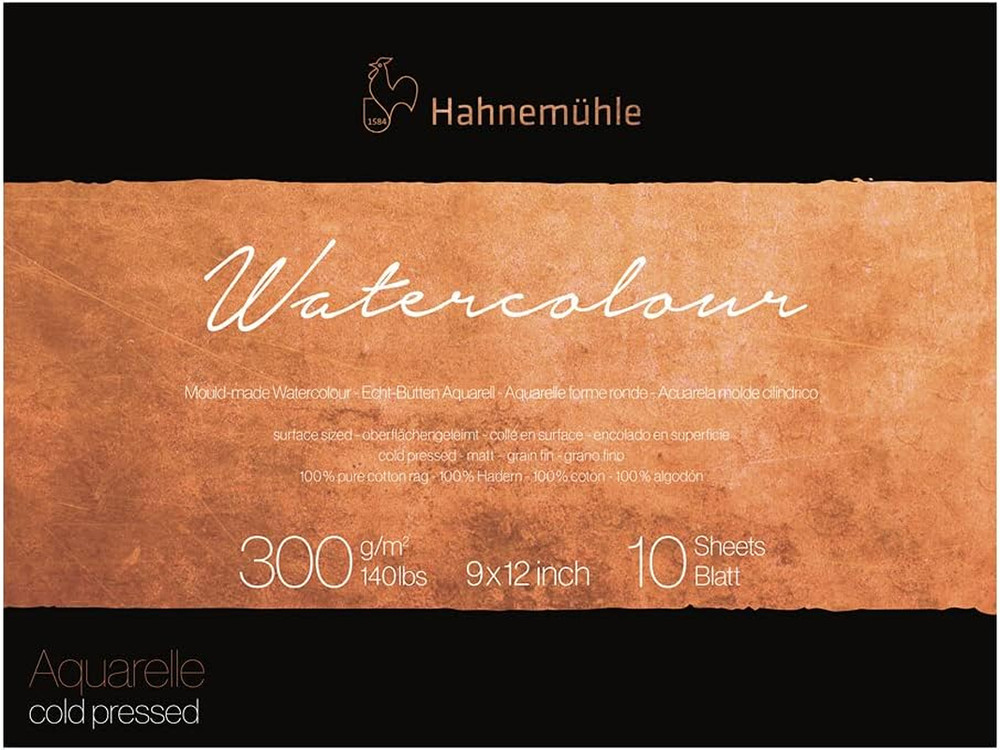Hahnemuhle Collection Watercolor 300 Block Cold Pressed 9×12 300gsm, 9-x-12-Inch