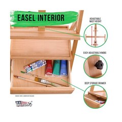 U.S. Art Supply Large Wooden H-Frame Studio Easel with Artist Storage Drawer …