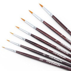 Transon Small Detail Paint Brushes 7pcs for Model Painting Round, Brown