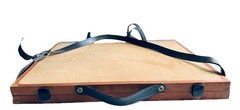 Vintage Wooden Traveling Artist Case 18”x 22” Leather Straps Storage Compartment
