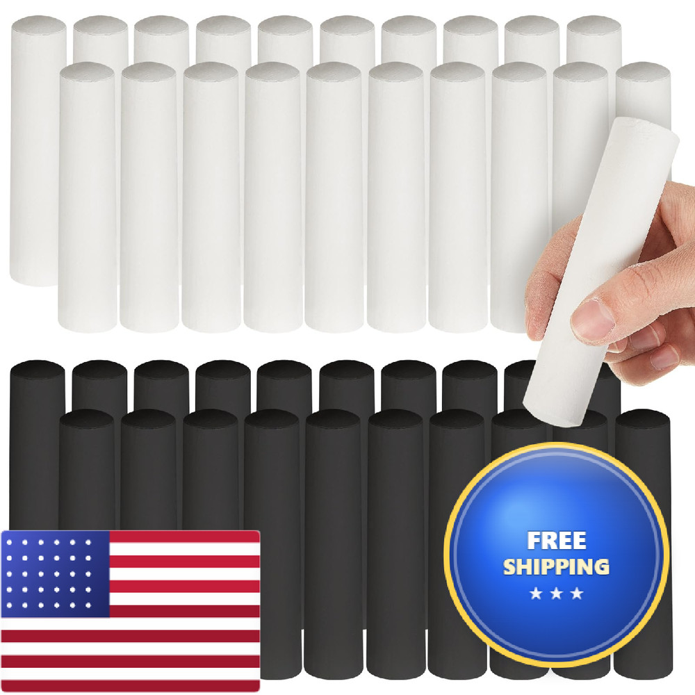 Chivertion 60 Pcs Sidewalk Chalk Jumbo Black White Washable Non Toxic Chalk For