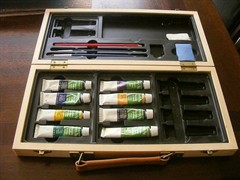 Vintage Reeves Wooden Artist Carry Storage Box Some Supplies Included