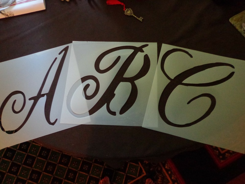 FANCY SCRIPT SINGLE LETTER OR LETTERS (YOU CHOOSE) TEMPLATE STENCIL, AIRBRUSH