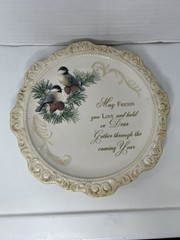 Elegant Ceramic Decorative Plate ‘May Friends You Love’ 9.75” Chickadee Bird
