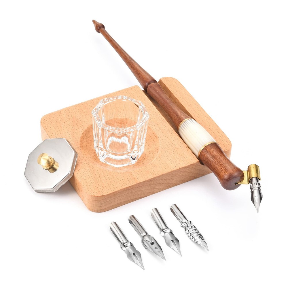 Yoption Wood Dip Pen Set, Calligraphy 1 Count (Pack of 8), Set